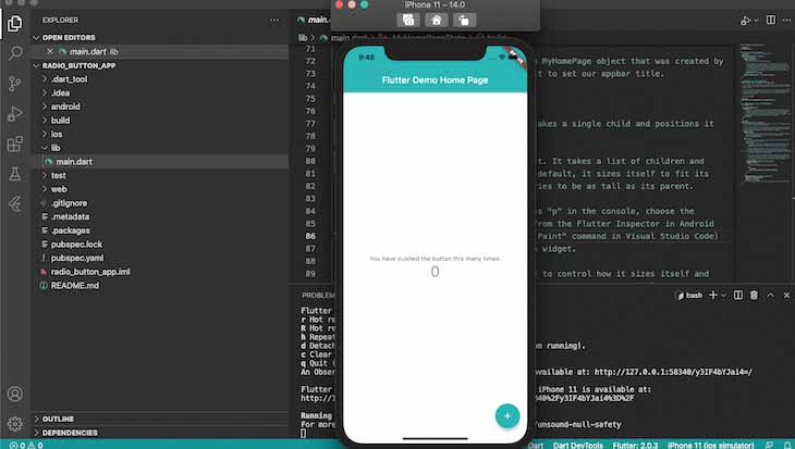 radio button in Flutter- iOS simulator or Android emulator