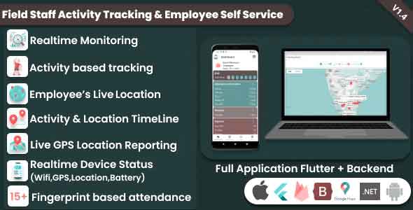 FieldManager | Field Employees GPS Real-time Tracking, Attendance, payroll System (.NET 6 & Flutter)- Flutter CRM Template